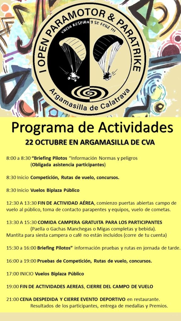  concentración y el campeonato de CLM de paramotor y paratrike