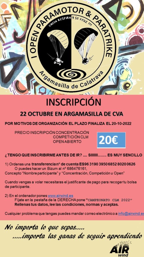  concentración y el campeonato de CLM de paramotor y paratrike 