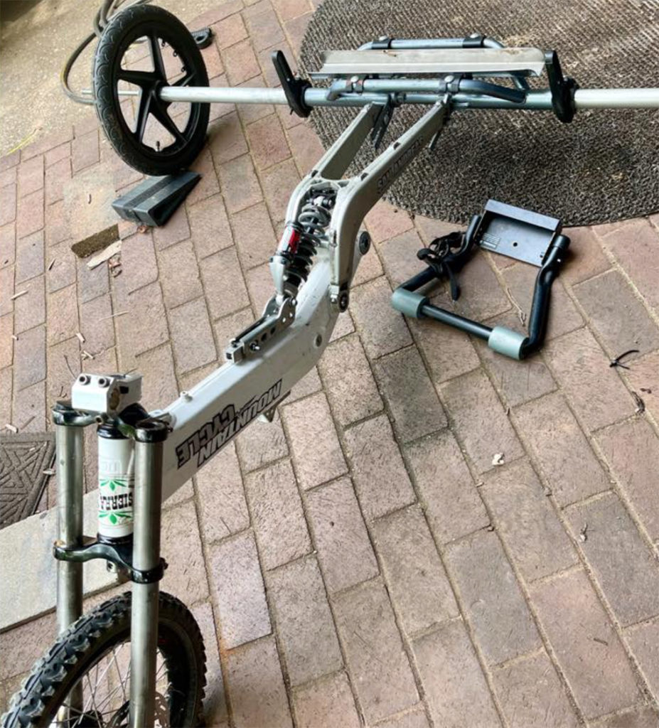 Construcción de un Trike paramotor con partes recicladas de una bicicleta de montaña.