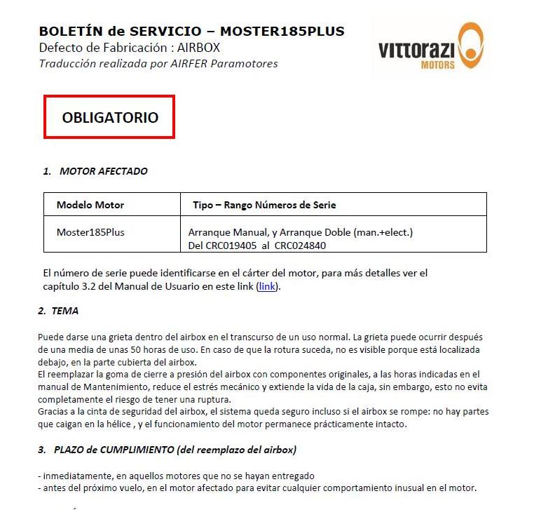 vittorazi - aviso revision airbox moster 185 plus